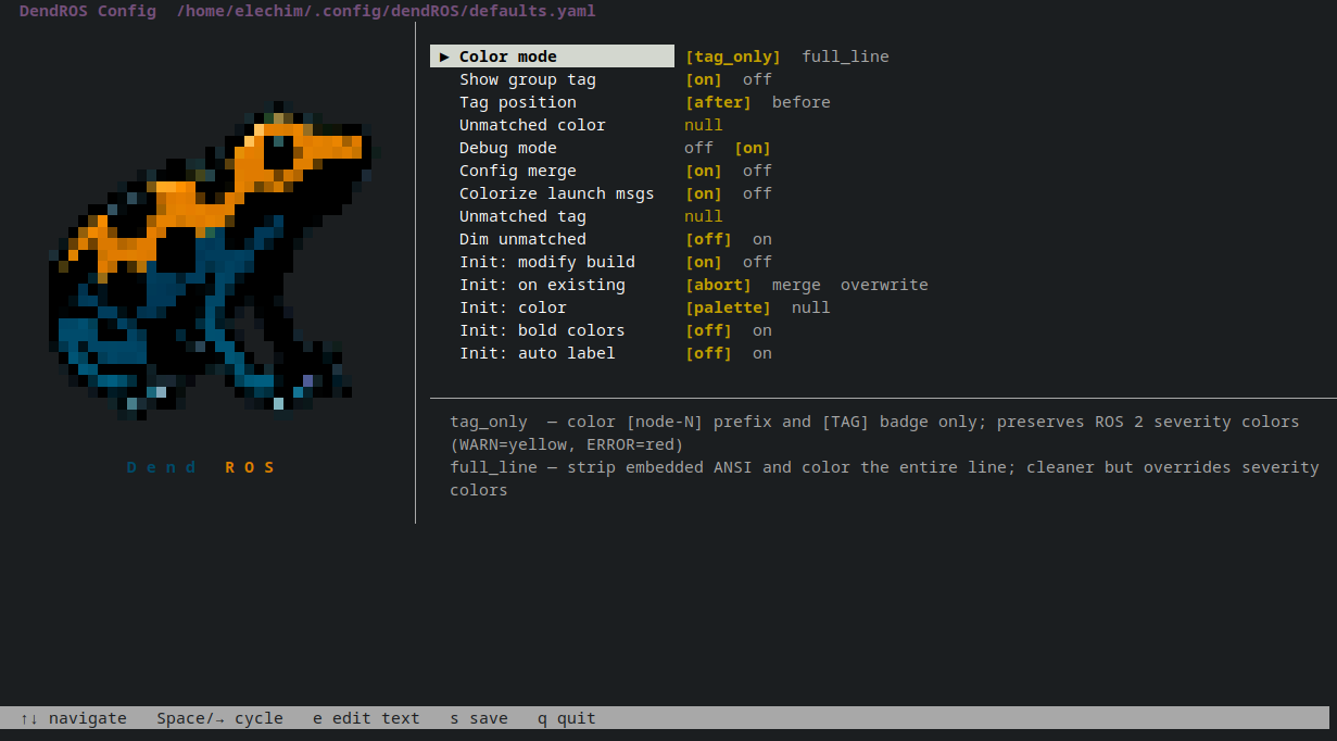 dendros config